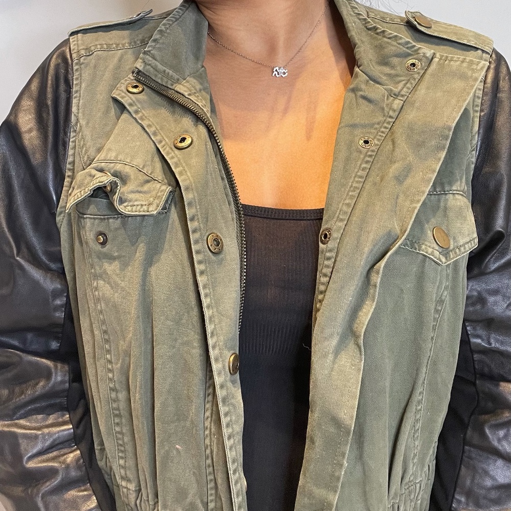 black and army green jacket